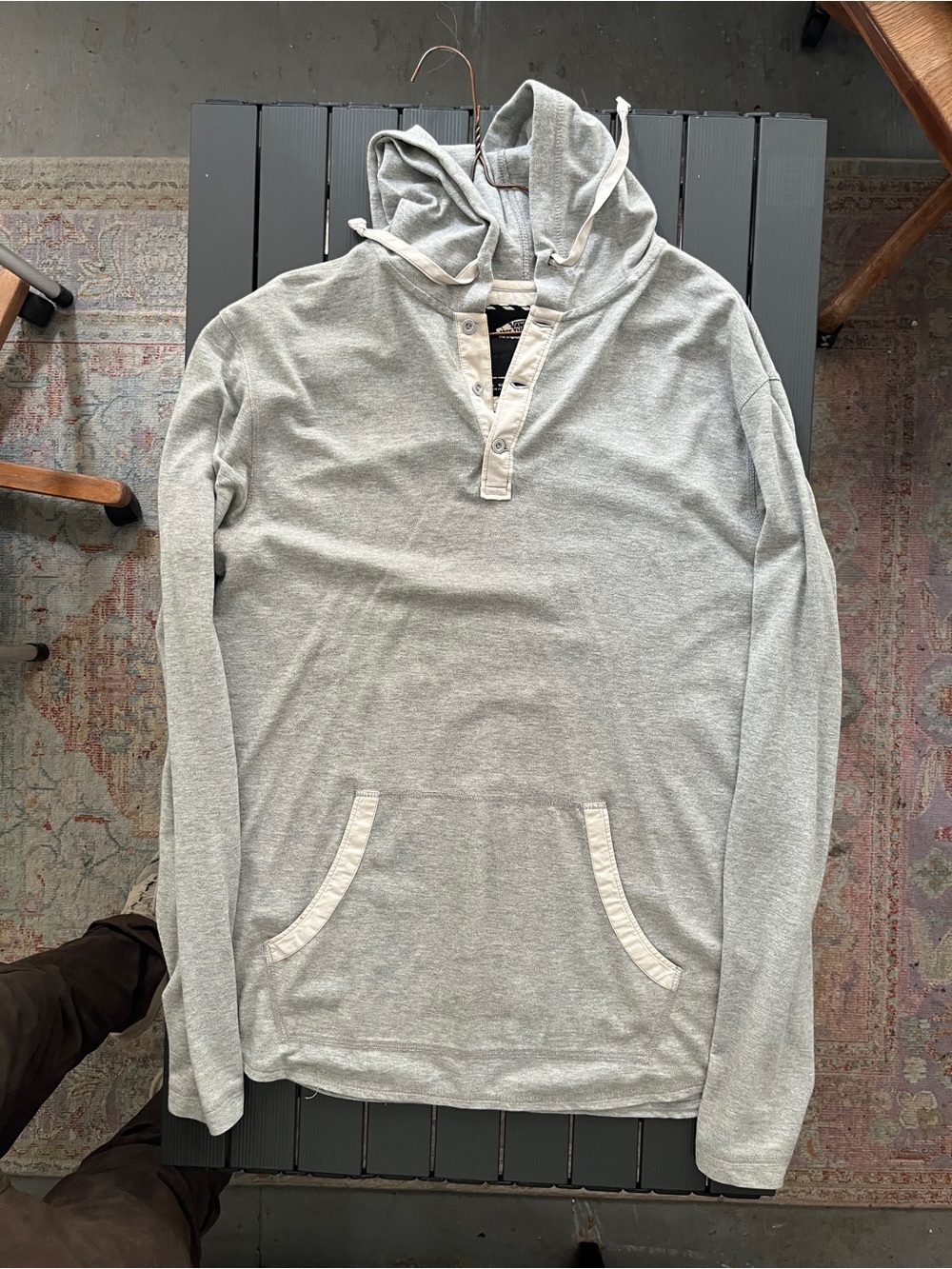 Vans Light Gray Hooded Henley Pullover
